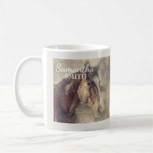 Mug Peinture de cheval brun personnalisée
