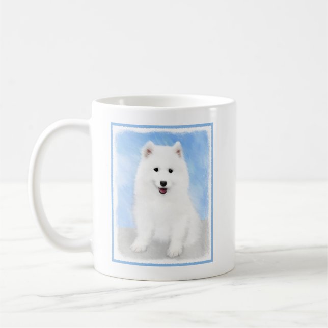 Mug Peinture de chiot Samoyé - Beau art original de ch (Gauche)