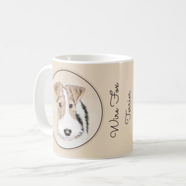 Mug Peinture de Fox Terrier de fil - art original (Devant gauche)