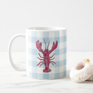 Mug Peinture de homard à carreaux de gingham nautique