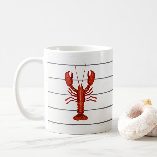 Mug Peinture de homard Nautique Shiplap Côtier (Avec donut)
