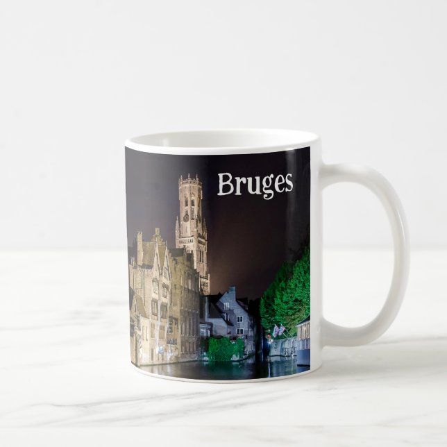 Mug Peinture de la vieille ville de Bruges et tour du  (Droite)