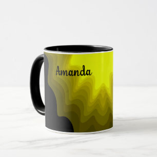 Mug Peinture de motif abstrait noir et jaune