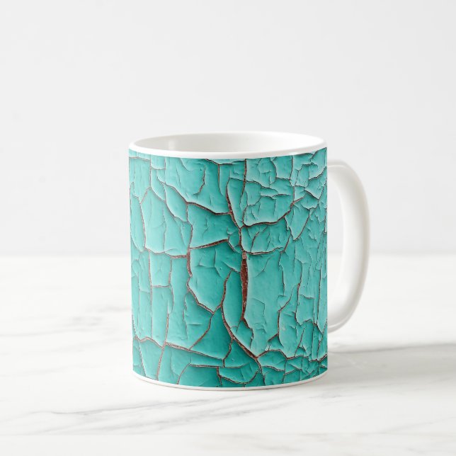 Mug Peinture de peeling rustique turquoise bleu vintag (Devant droit)