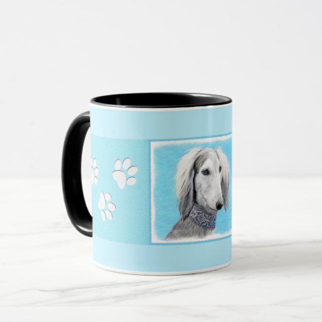 Mug Peinture de Saluki (Argent) - Joli art original de (Devant gauche)