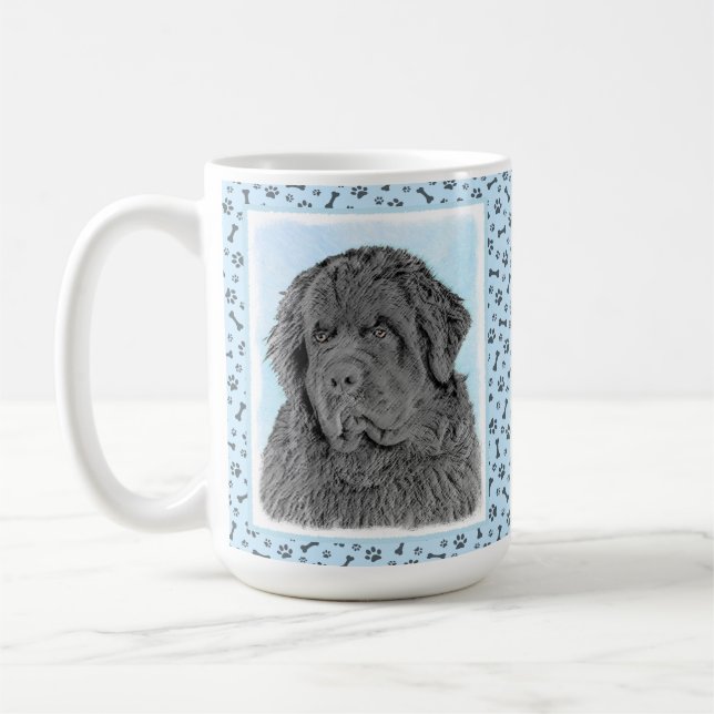 Mug Peinture de Terre-Neuve - Cute Original Dog Art (Gauche)