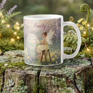 Mug Peinture d'oeuf de fée de Pâques Nom de printemps