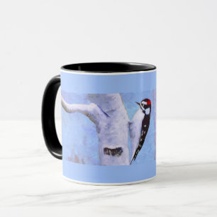 Mug Peinture Downy Woodpecker - Art original pour oise