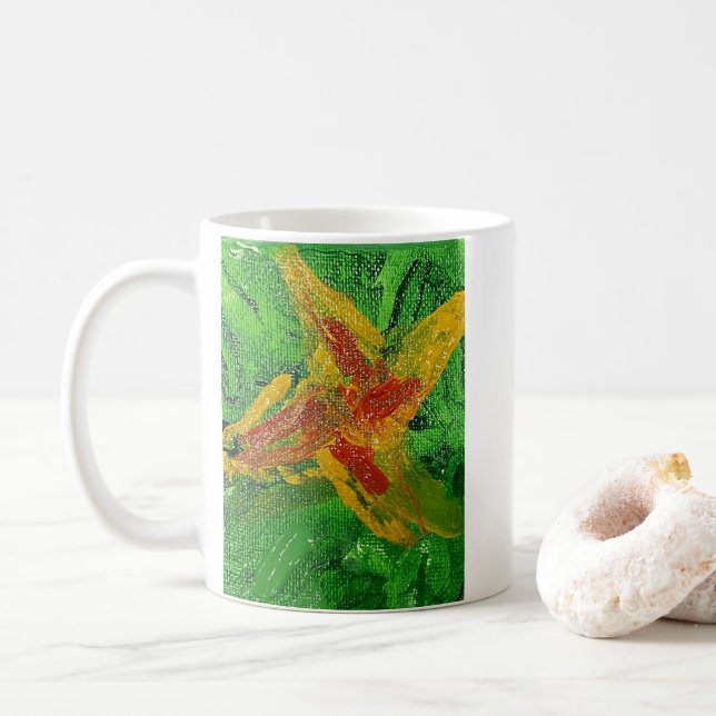Mug Peinture impressionniste d'une fleur Citrouille (Avec donut)