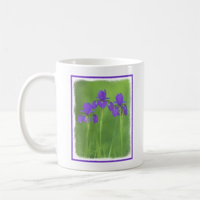 Mug Peinture Iris Violet - Art Fleur Originale (Gauche)