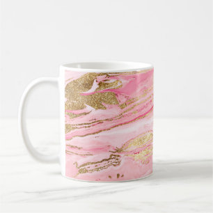 Mug Peinture Liquide Abstraite Marbre Rose Or Élégant