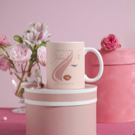 Mug Peinture minimaliste Peach rose maquillage Artiste