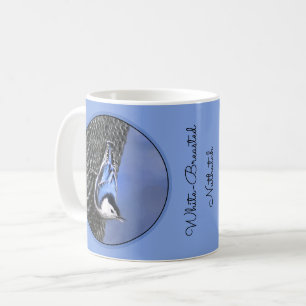 Mug Peinture Nuthatch à poitrine blanche Art original