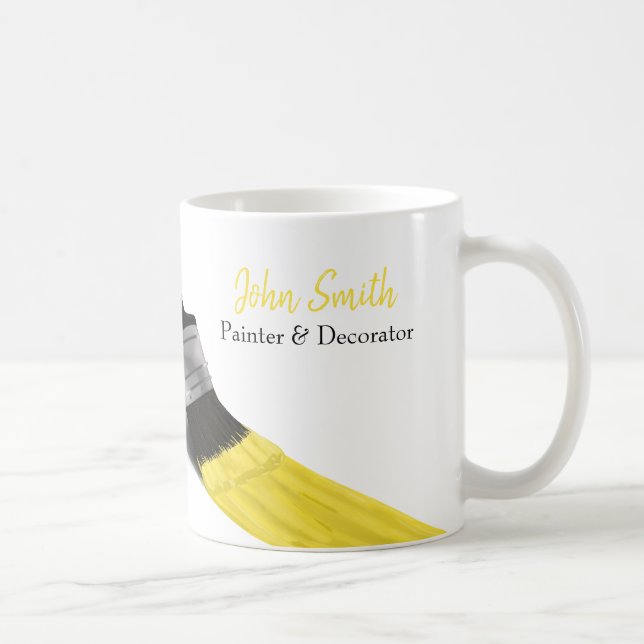 Mug Peinture Peintre Service Société Pinceau Jaune (Droite)