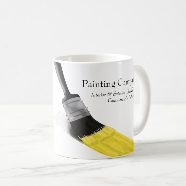 Mug Peinture Peintre Service Société Pinceau Jaune (Devant droit)