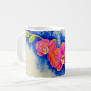 Mug Peinture romantique d'orchidée rose orange