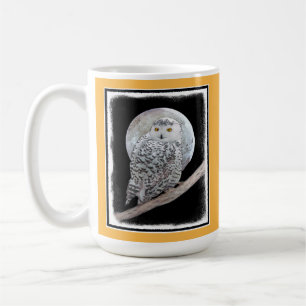 Mug Peinture sur la Chouette neigeuse et la Lune - Art