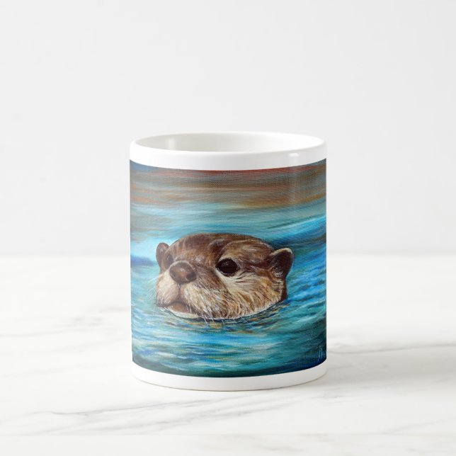 Mug Peinture sur la loutre de rivière (Centre)