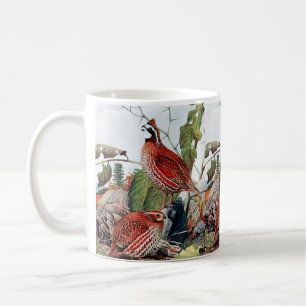 Mug Peinture Vintage d'oiseaux de caille Bobwhite