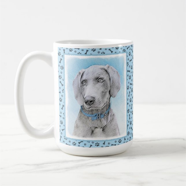 Mug Peinture Weimaraner - Joli art original chien (Gauche)