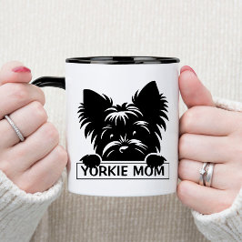 Mug Pékin Yorkie Black Silhouette Yorkie Maman