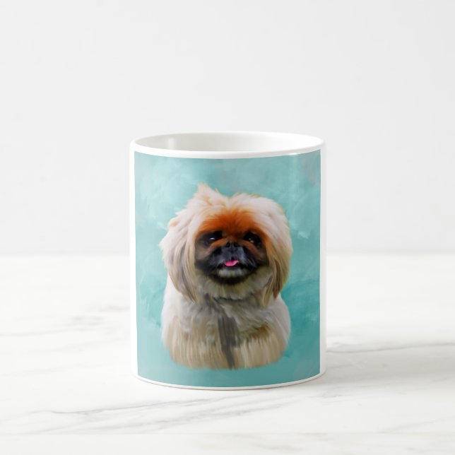Mug Pekingese Chien Aquarelle Art Portrait (Centre)