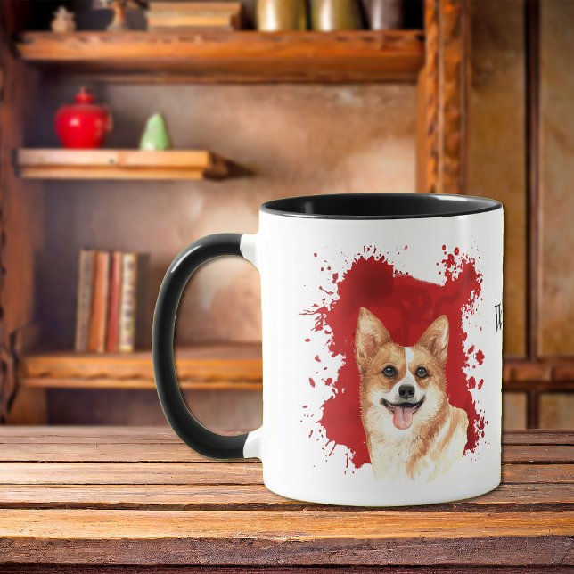 Mug Pembroke Corgi Arrière - plan Abstrait rouge (Créateur téléchargé)