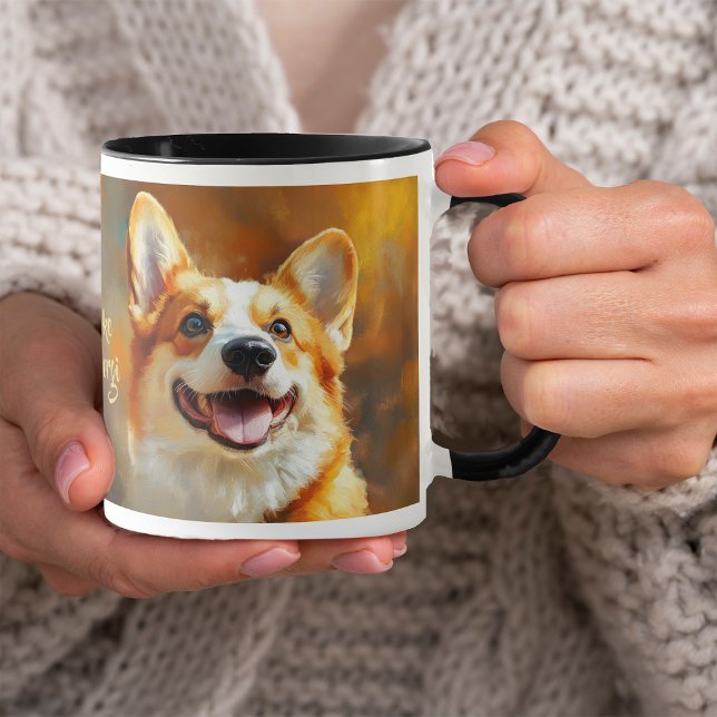 Mug Pembroke Welsh Corgi Chien sur Arrière - plan Abst (Créateur téléchargé)