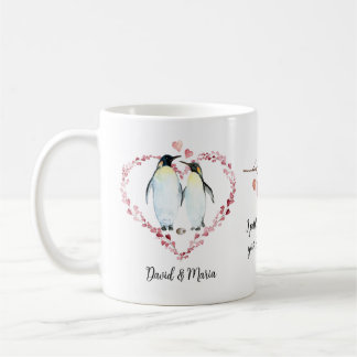 Mug Penguin Couple Coeurs d'amour Wreath