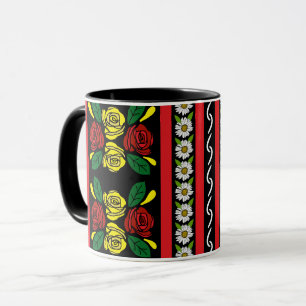 Mug Péniche Roses Rouges Jaunes Motif Floral