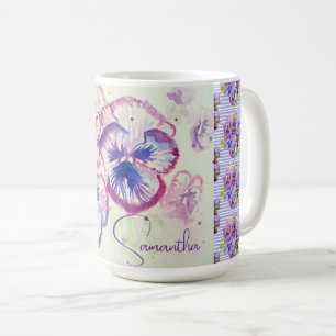 Mug Pensée Pensées Fleur Aquarelle Violet Floral Rose