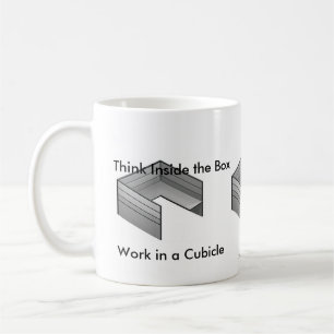 Mug Pensez à l'intérieur de la boîte, travail dans un