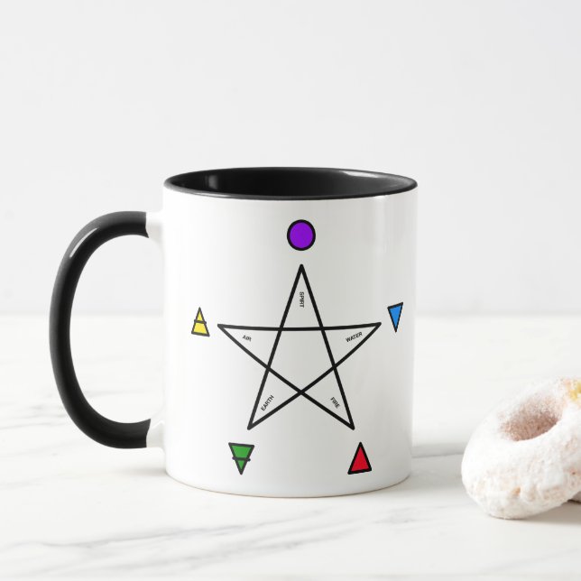 Mug Pentagramme à cinq éléments (Wicca) (Avec donut)