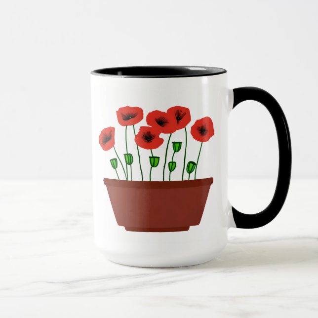 Mug Pépites rouges dans un planteur en terre cuite (Droite)
