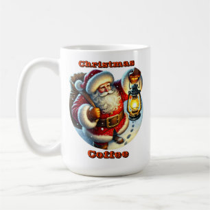 Mug Père Noël à travers la neige la nuit