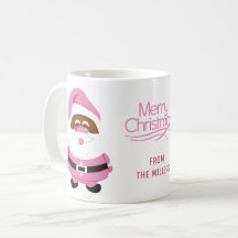 Père Noël afro-américain rose Joyeux Noël
