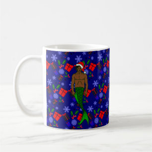 Mug père Noël afro-merman noir vilain xmas mermaid cad