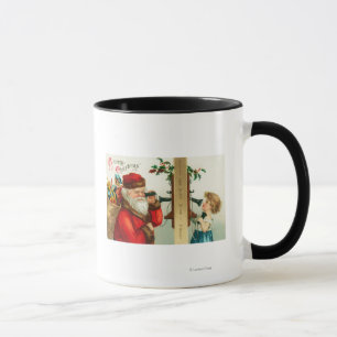 Mug Père Noël au téléphone avec petite fille
