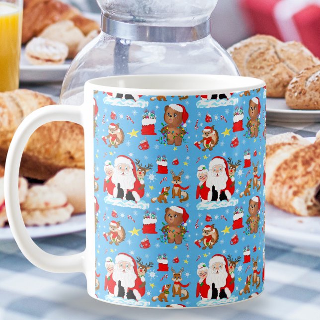 Mug Père Noël Avec Des Animaux Forestiers (Créateur téléchargé)