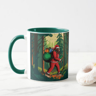 Mug Père Noël Bigfoot Forêt Livrant des Cadeaux Drôle
