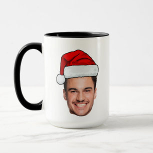Mug Père Noël Chapeau de Noël Photo de Visage Personna