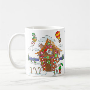 Mug Père Noël dans Maison en pain d'épices avec elfes