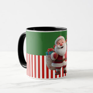 Mug Père Noël de dessin animé agitant joyeusement