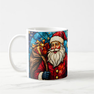 Mug Père Noël de style vitrail Joyeux Noël