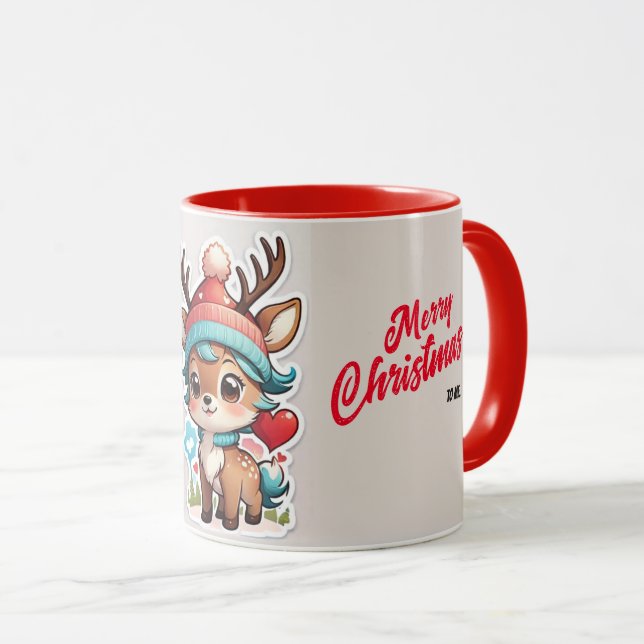 Mug Père Noël Deer Joyeux Noël à moi Salut (Devant droit)