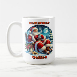 Mug Père Noël devant la cheminée cosy