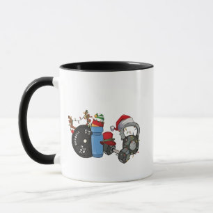 Mug Père Noël drôle haltères musculation gym Noël