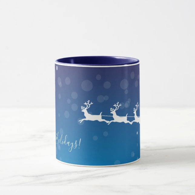 Mug Père Noël et Reindeers - Noël bleu (Centre)