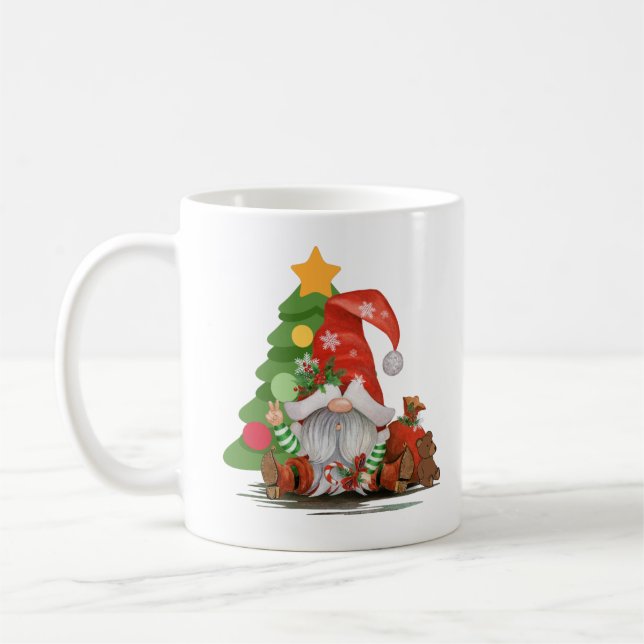 Mug père Noël Gnome - Drôle Noël Gnome Design T-shirt (Gauche)