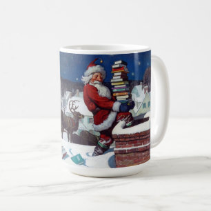 Mug Père Noël livrant une brassée de livres par Wyeth